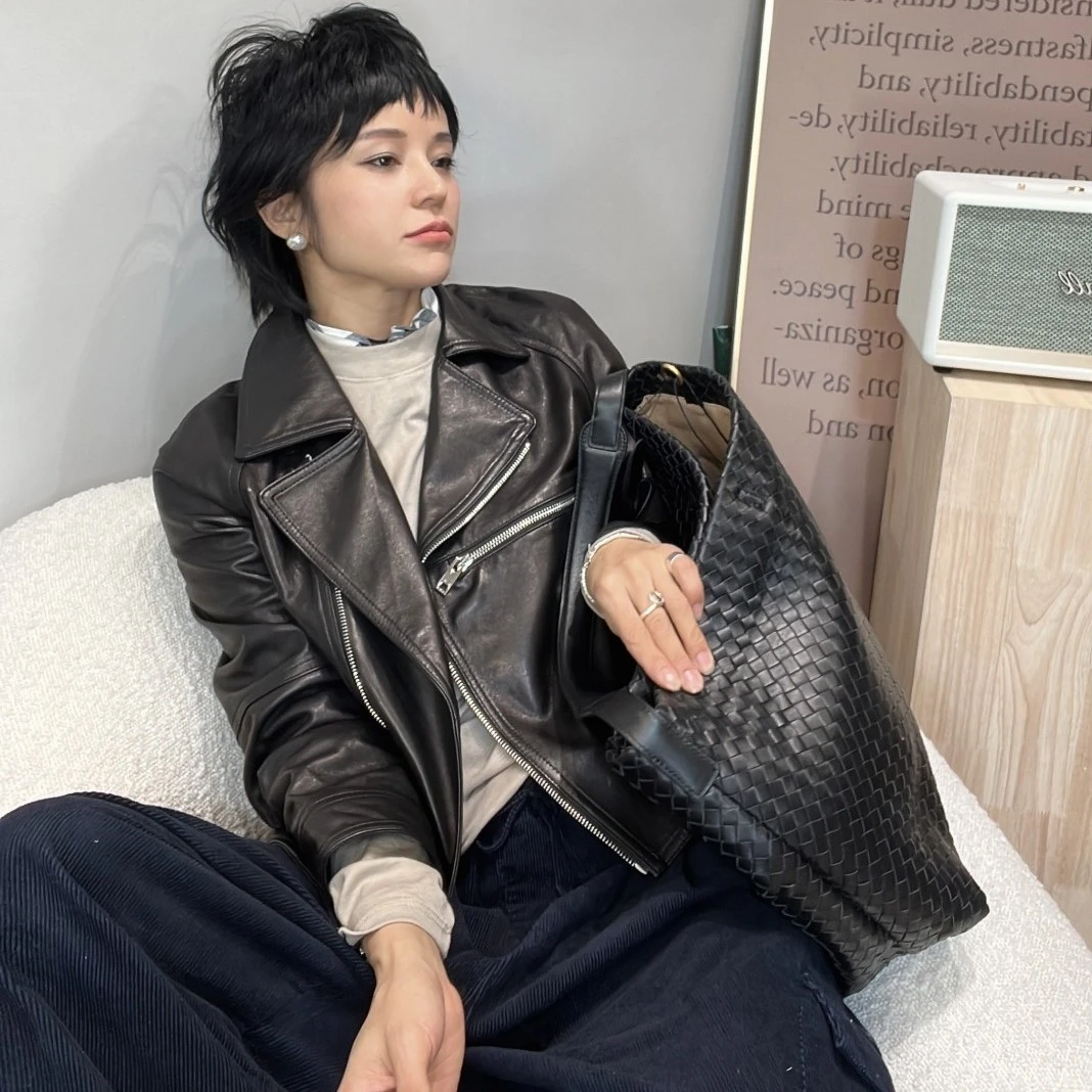 LIXIA. 帅气机车经典时尚植鞣绵羊皮外套女士皮衣-8127