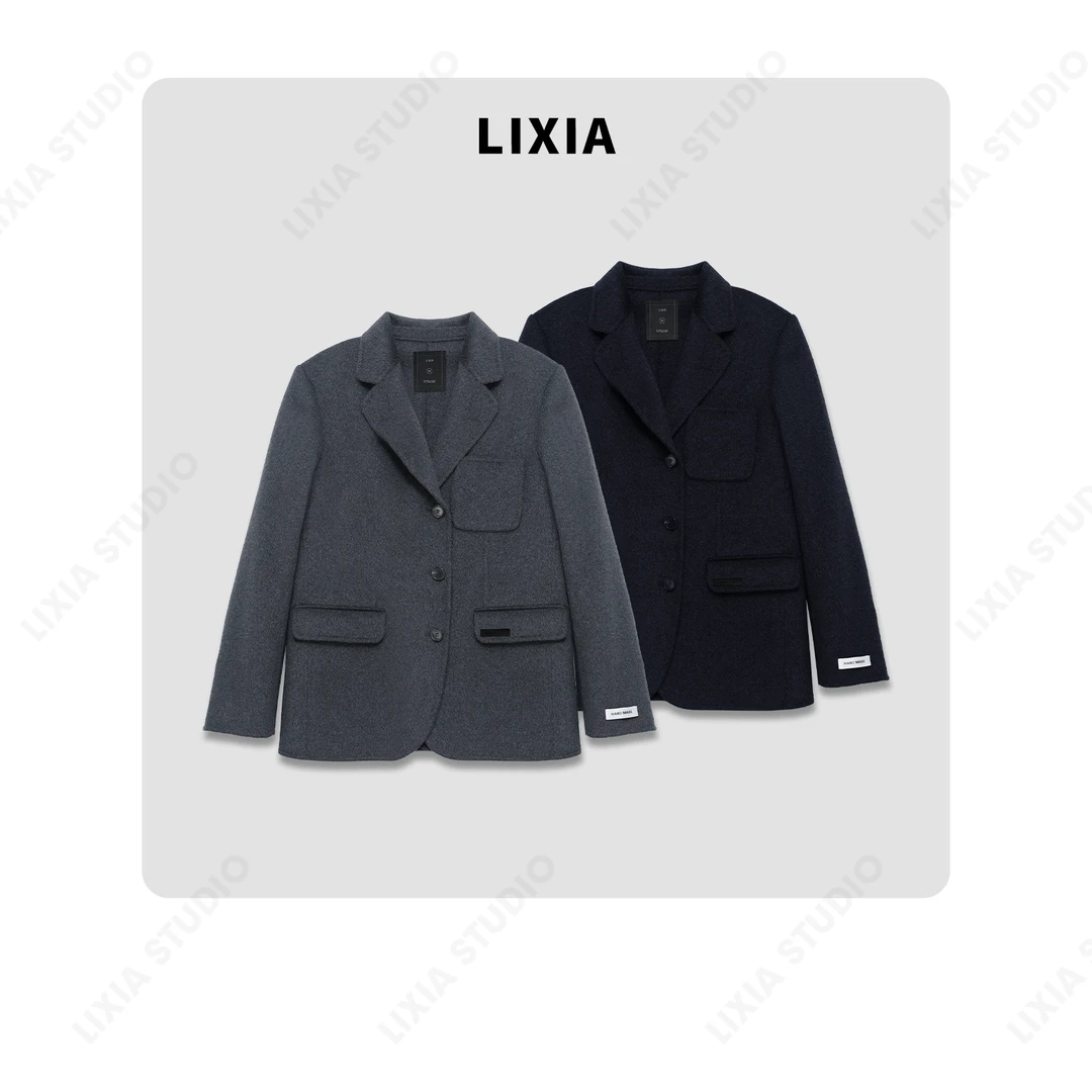 LIXIA【英式典雅】10山羊绒90澳毛牛角扣舒适保暖西装外套-A8273