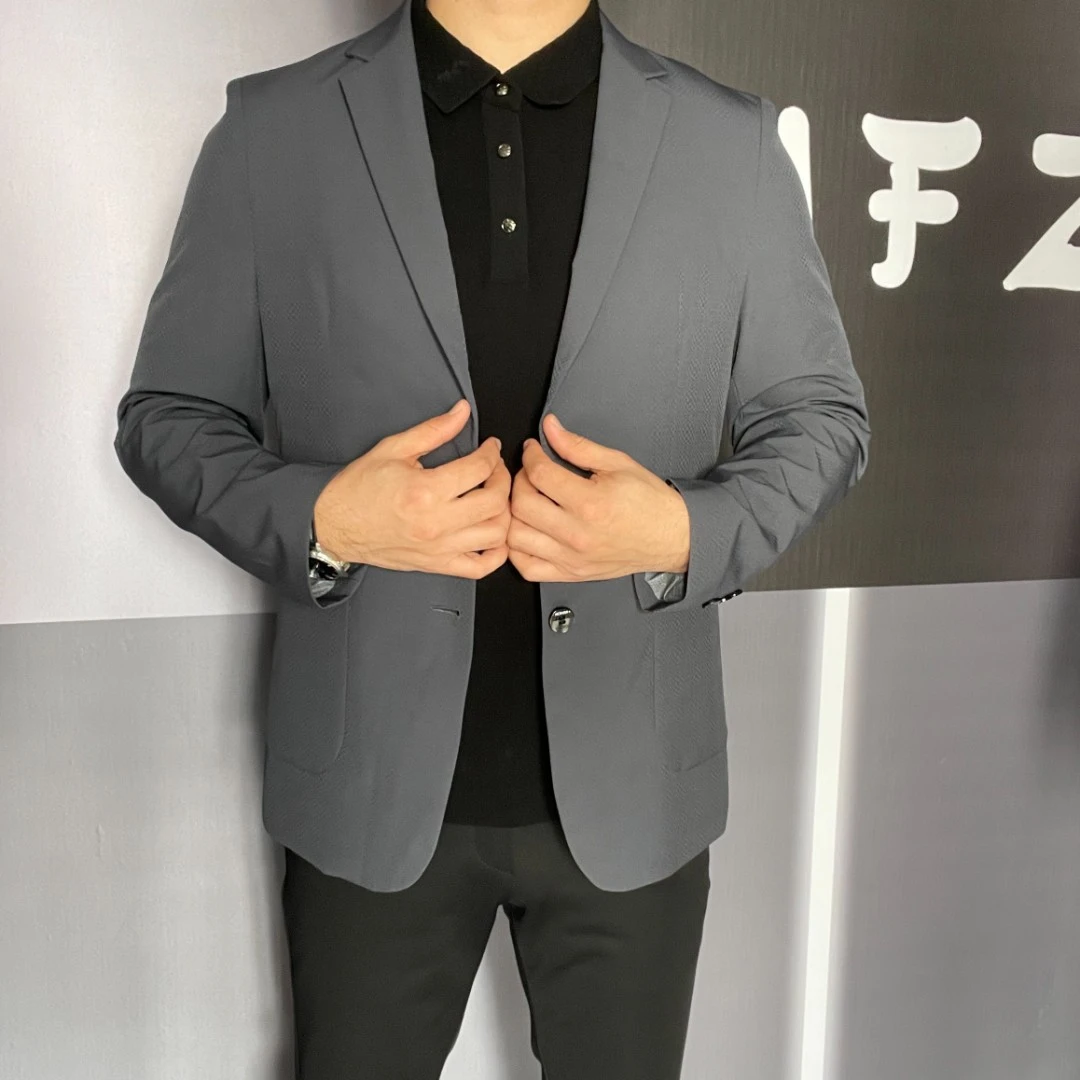 秋季西服商务修身纯色韩版轻奢高端简约修身纯色百搭小西装8902