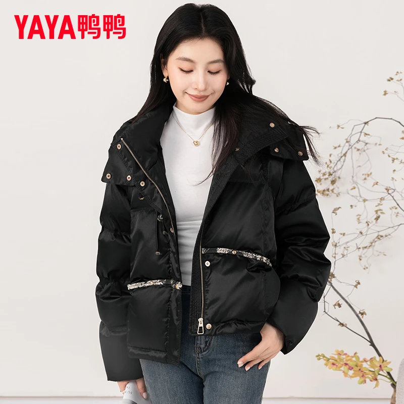 YAYA/鸭鸭【都市静奢系列】新中式羽绒服女短款2025秋冬国风外套