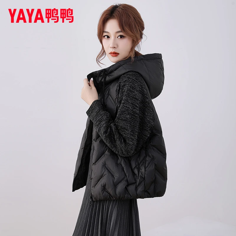 YAYA/鸭鸭爆款时尚小个子羽绒服女连帽2025冬季新款百搭保暖外套