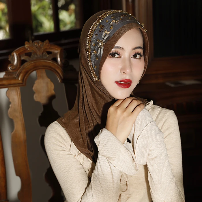 RAJA/热伽（听晚）帽檐款百搭纱巾回族头巾丝巾时尚原创纱巾包邮