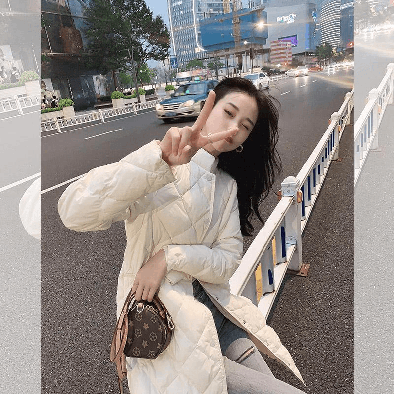 轻薄款羽绒服女中2023秋冬新款韩版棉外套潮清仓反季立领长款