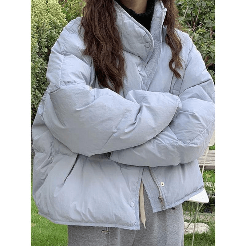 新款羽绒服2023年新款羽绒服短款女奶呼呼蓝色小个子加厚白鸭绒
