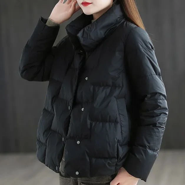 江红2023羽绒羽绒服女立领小个子羽绒服简约宽松短款羽绒服时尚