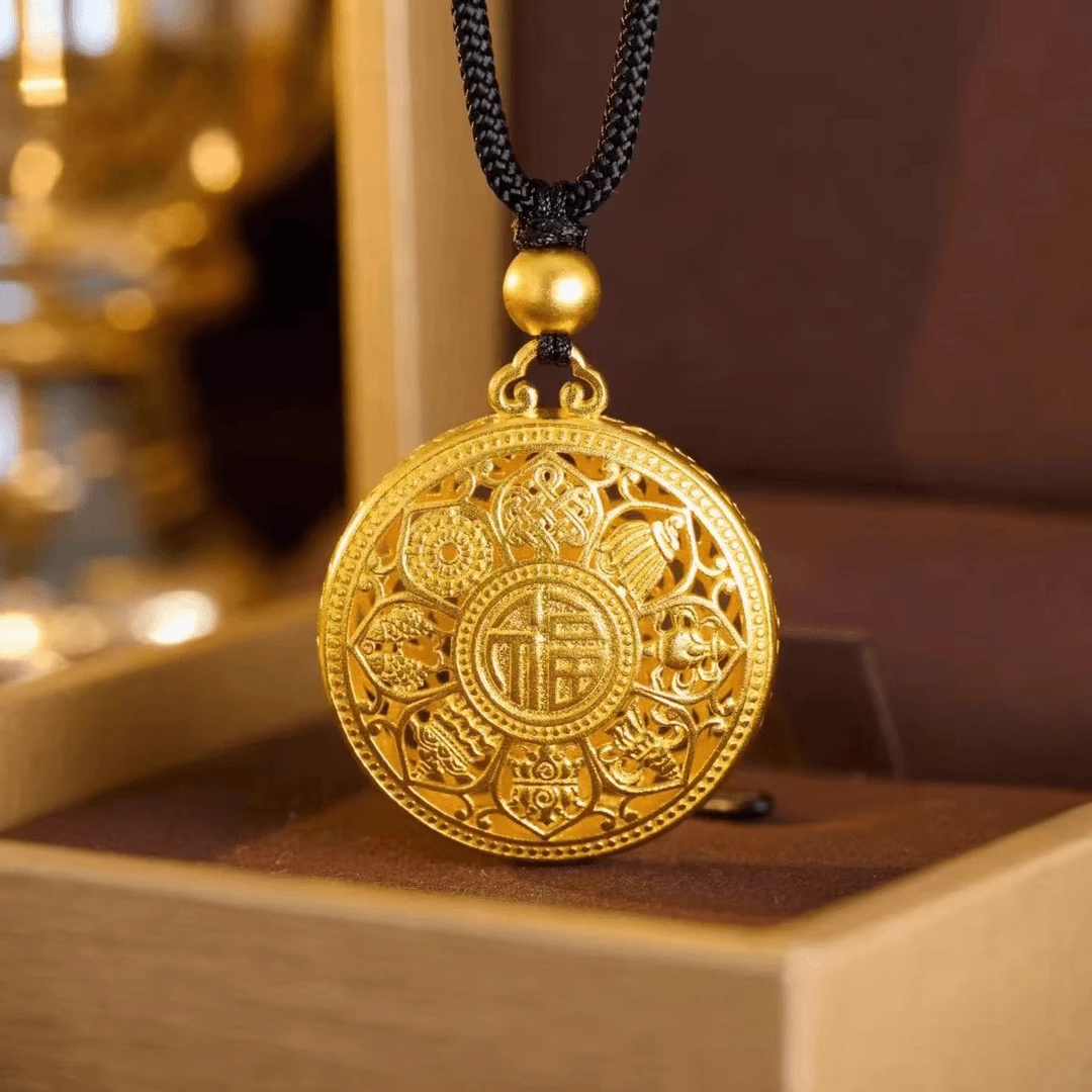 八宝罗盘项链吊坠古法传承福字链大气饰品L5