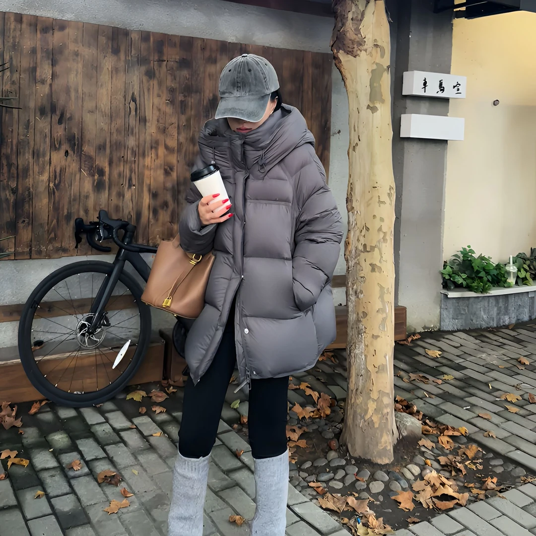 -/羽风舞2024新款95白鹅绒中长款百搭女士连帽女款羽绒服6188夏