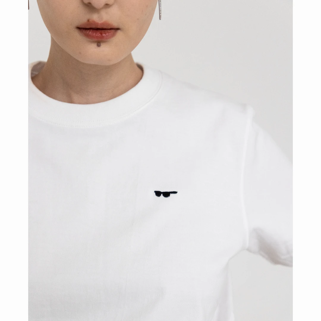 DUIWEI 新疆纯棉墨镜刺绣T恤修身白色短袖上衣