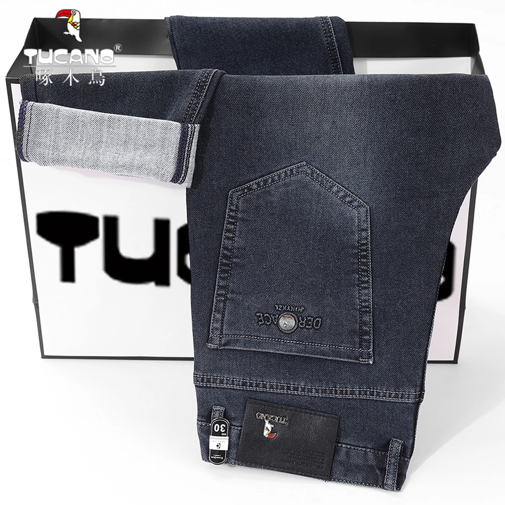 TUCANO/啄木鳥【春秋厚款】2024男士弹力商务休闲直筒宽松牛仔裤男