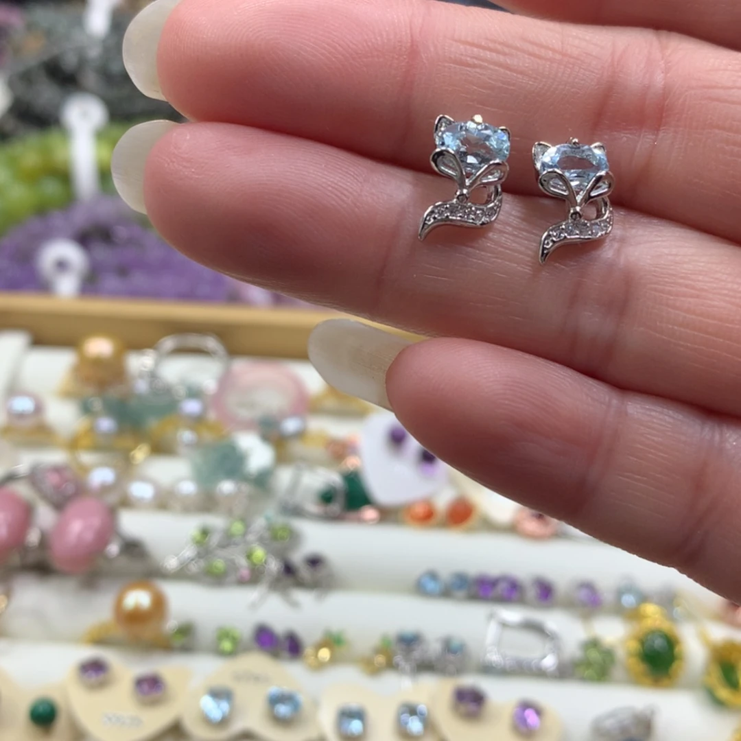 【闪购商品】托帕石耳钉银S925镶嵌