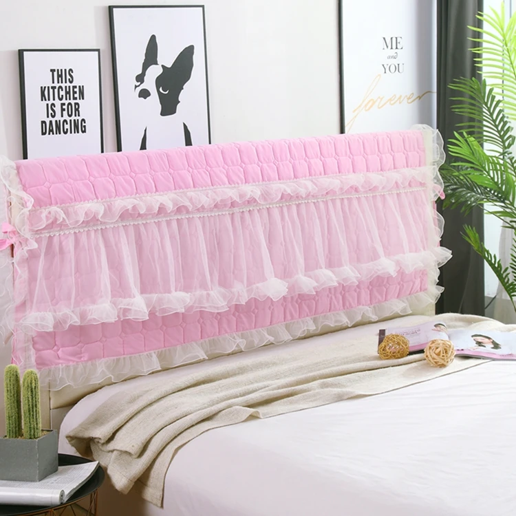 定做欧式加厚夹棉床头罩韩式公主风蕾丝防尘罩皮床布艺床头保护套