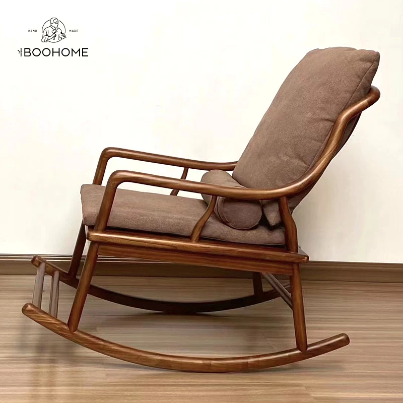 榆木摇椅新中式逍遥椅榆木摇椅人体工学大人家用高端摇摇椅躺椅