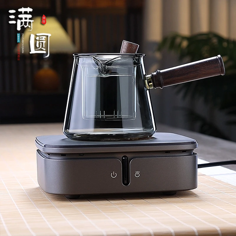 轻奢耐热加厚玻璃木柄侧把泡茶壶电陶炉茶炉煮茶器壶实单品加套装