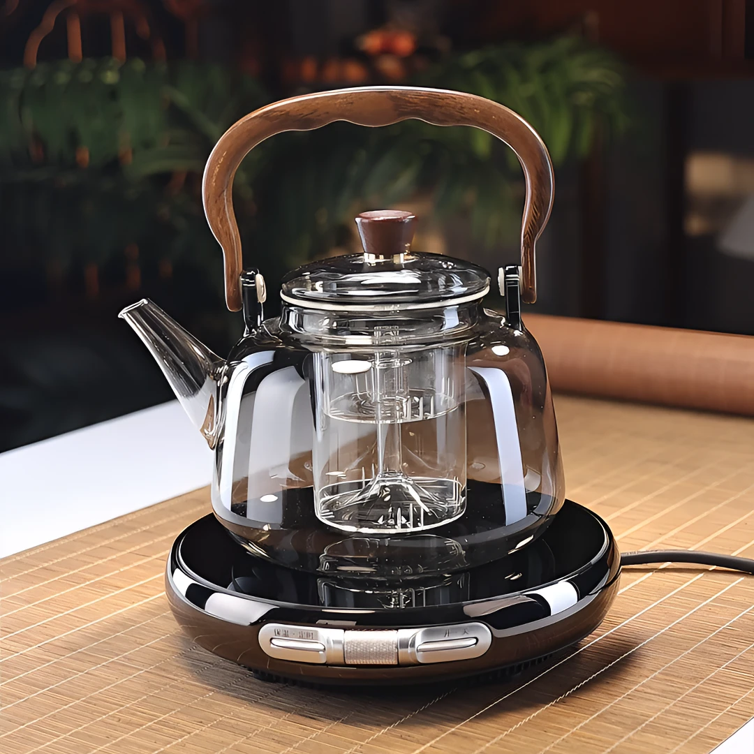 耐热玻璃木把提梁壶煮茶壶高档电陶炉煮茶大容量烧水玻璃茶具茶器