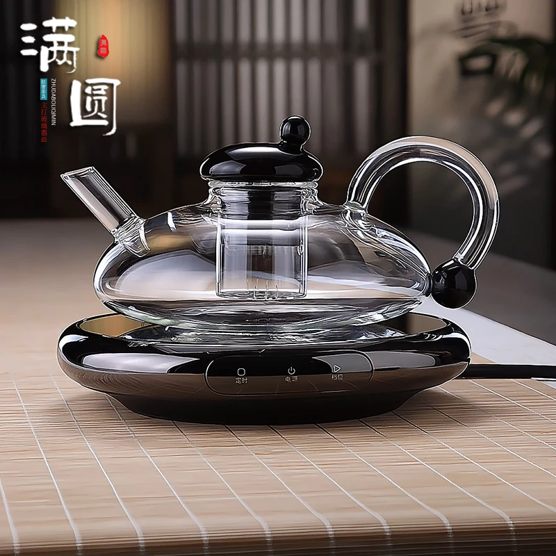欧式财鼠创意耐热透明色玻璃茶壶手工茶具电陶炉煮茶蒸茶壶泡茶壶