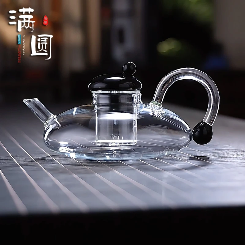 轻奢加厚玻璃耐热财鼠创意煮茶壶尾高档家用耐热泡茶壶功夫茶具
