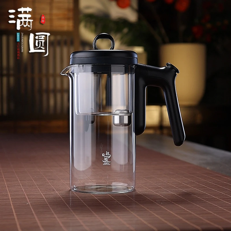 欧式耐热加厚玻璃家用磁吸飘逸泡茶壶大容量高档带盖茶壶茶具手冲