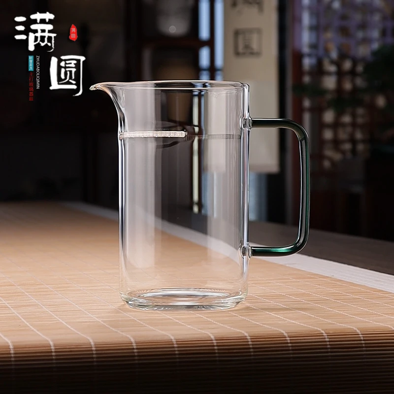直筒月牙公道杯简约带玻璃滤网可泡茶公杯茶杯玻璃茶具耐热器分茶