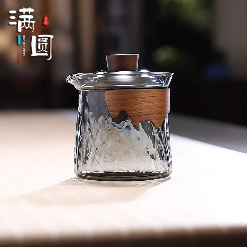轻奢耐热玻璃手抓泡茶壶三才盖碗茶杯高档家用功夫茶具防烫沏茶器