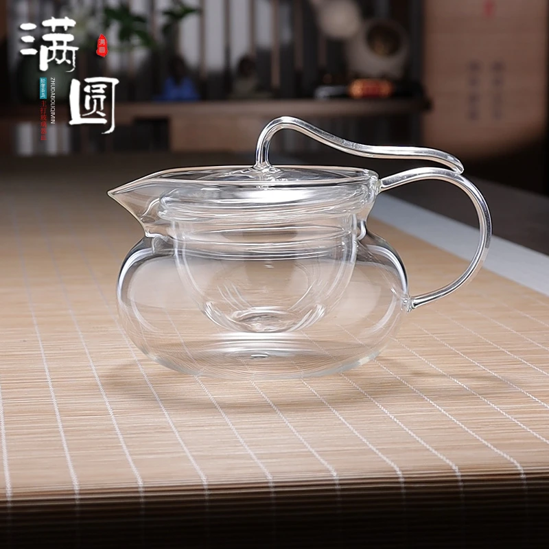 欧式轻奢加厚耐热玻璃创意泡茶壶花茶壶大容量办公茶具竖纹滤茶壶