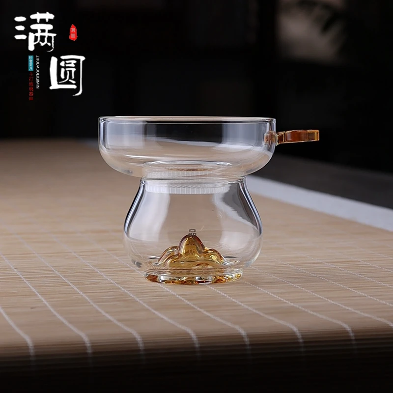 轻奢耐热加厚玻璃观山创意茶滤茶道茶过器手工个性茶漏斗泡茶配件