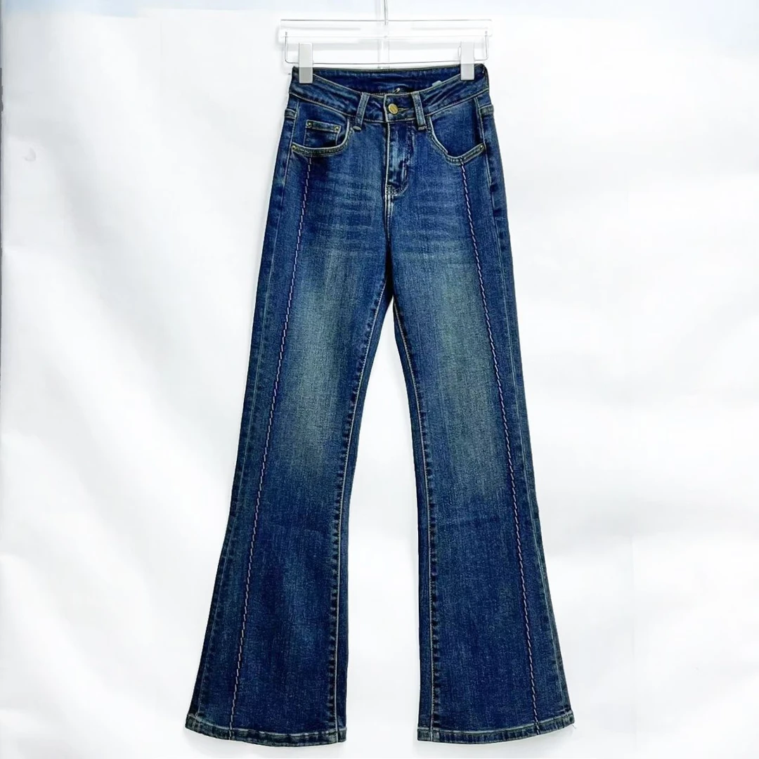 设计师女秋冬季新款微喇牛仔裤子N7HXK3376