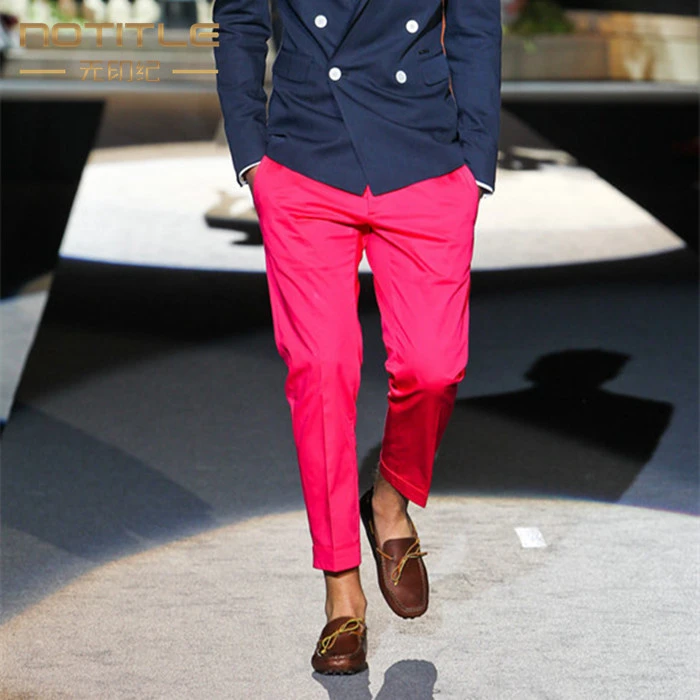 男士小脚裤九分裤休闲个性秋季新品欧美秀场时尚修身大码直筒裤子