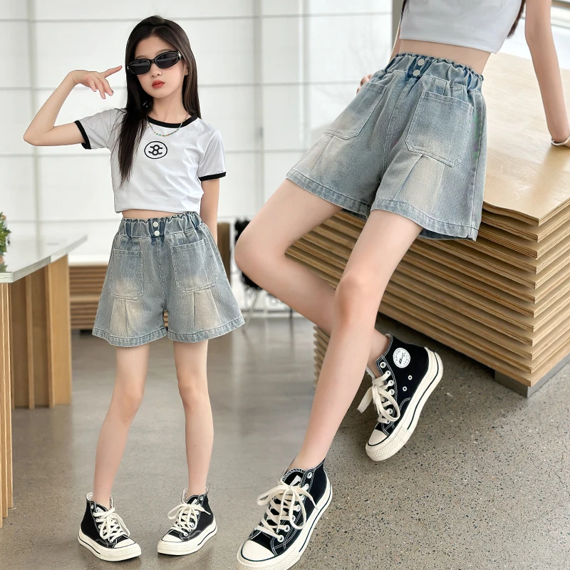 女童短裤宽松2024新款儿童牛仔短裤夏装韩版洋气女孩夏天休闲薄款