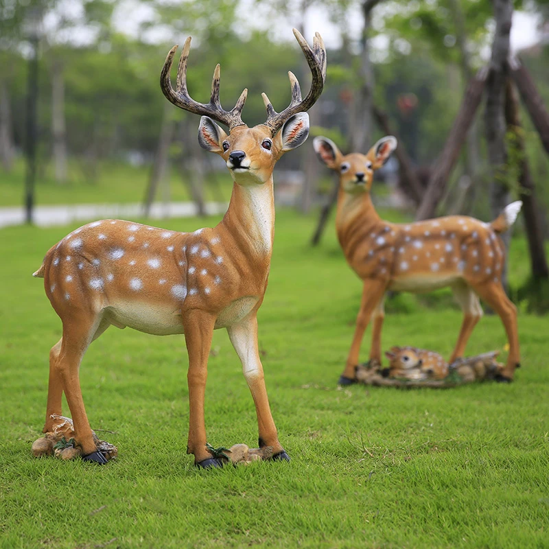 仿真梅花鹿雕塑树脂动物摆件户外花园庭院草坪园林景观落地装饰品