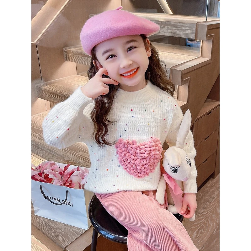 女童毛衣2024新款秋季儿童洋气时髦网红套头毛线衫中小童冬季上衣