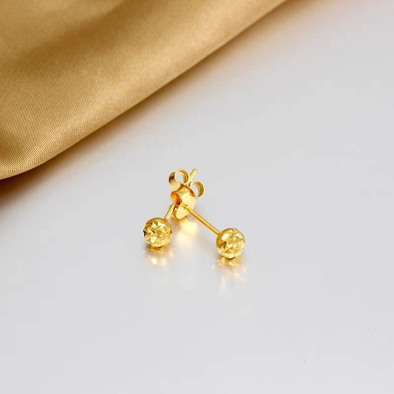 18K金耳钉泡钉养耳神器耳饰素款精致百搭迷你气质(克重多退少补)