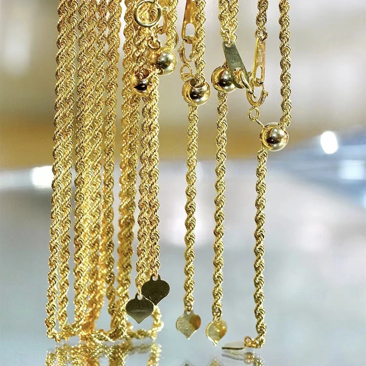 18K金麻花链2.0mm扭绳链复古可调节 多样性发货其一 克重多退少补