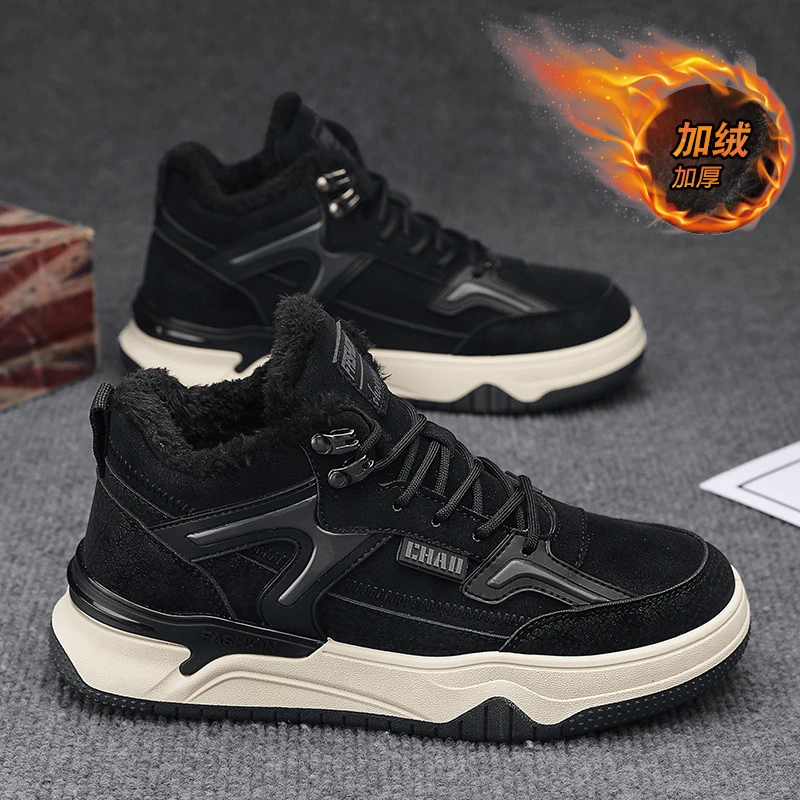 昌祥回力男鞋冬季2024加绒加厚保暖防寒棉鞋高帮厚底运动休闲板鞋