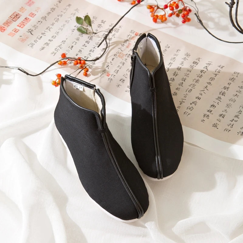 内联升布鞋男鞋手工千层底高帮情侣款拉锁棉鞋8167A/8681A