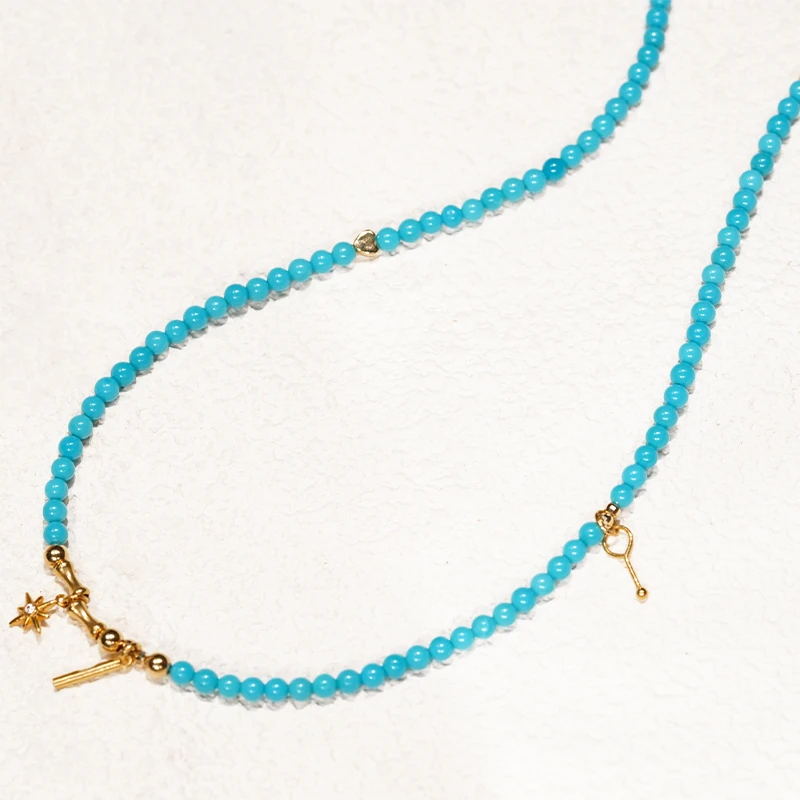 18k金绿松石“流芒”时尚简约项链