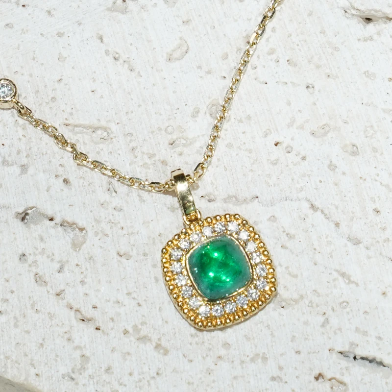 18k金祖母绿糖塔方形分色时尚吊坠（不含链）ZL1