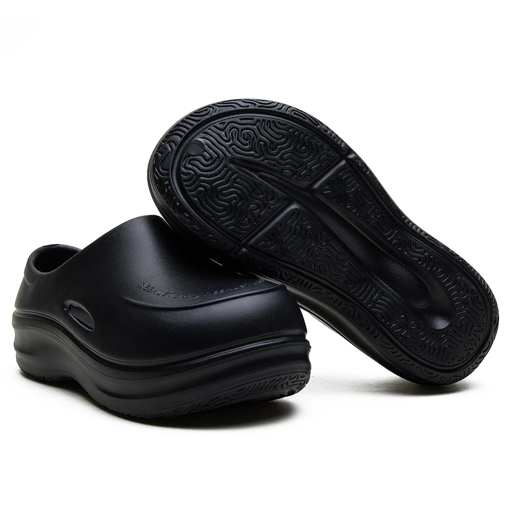 Reemustered Slipper休闲系列厚底增高包头拖鞋 黑色