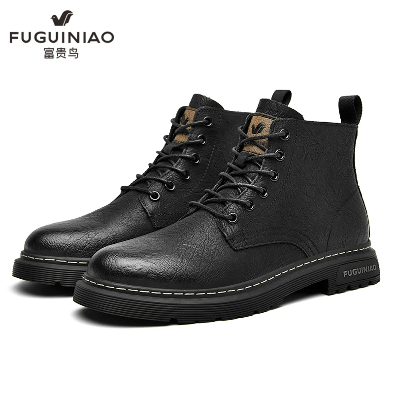 富贵鸟爆款春季加绒男士英伦马丁靴时尚休闲潮流靴子工装男款靴子