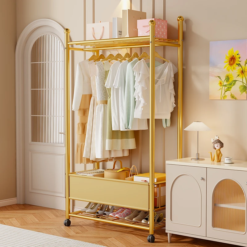 挂衣架落地卧室简易衣架可移动室内收纳置物架家用晾衣服杆衣帽架