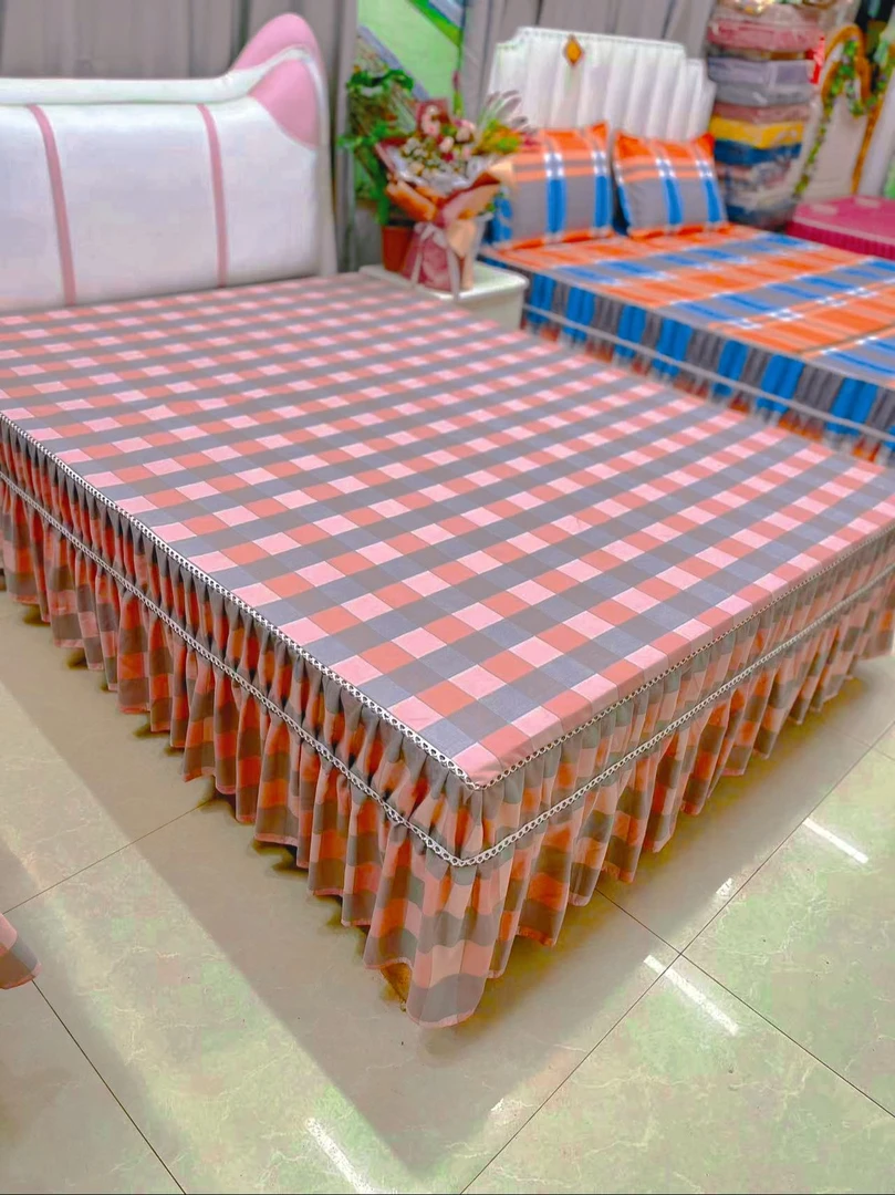 鸿运豆沙方格单独床罩