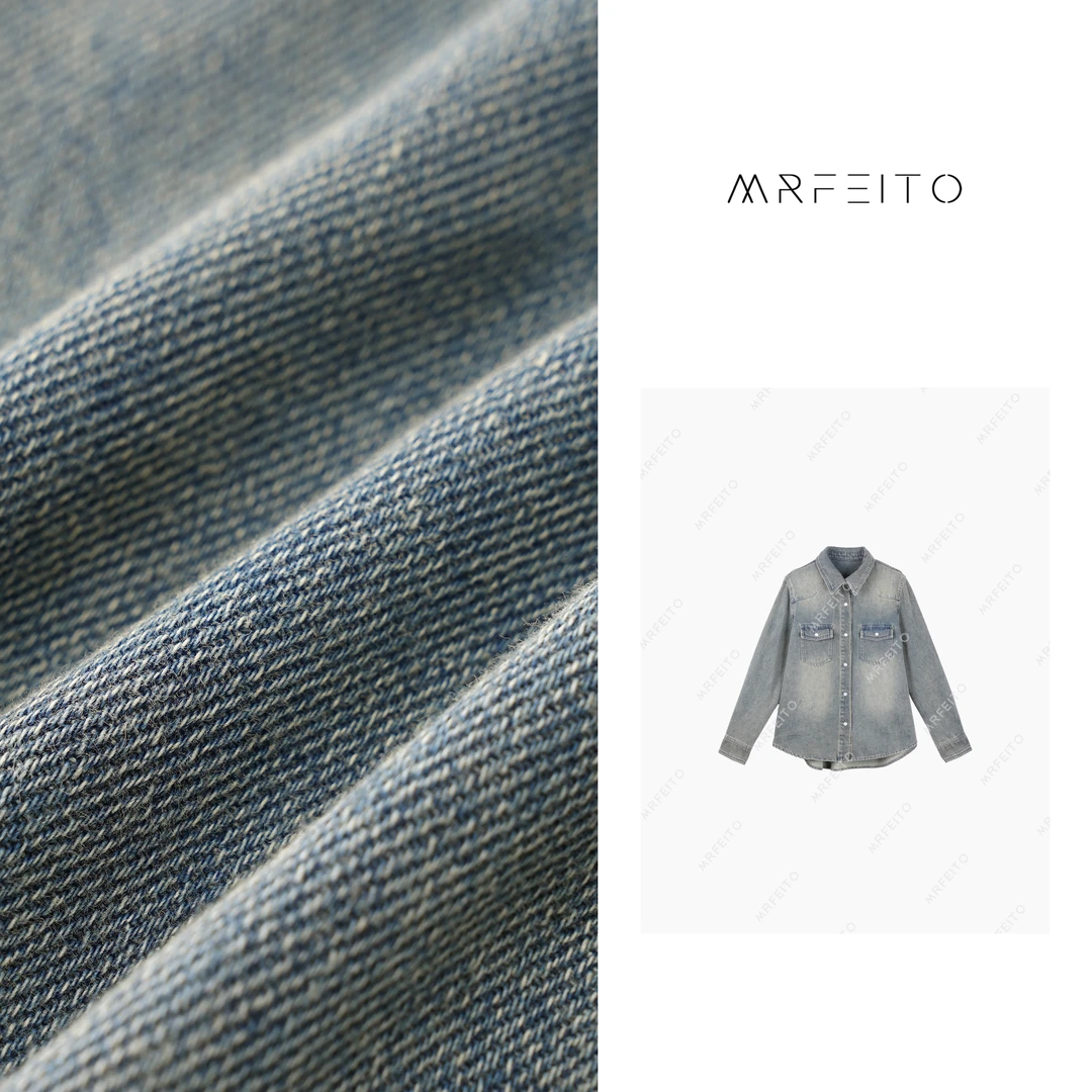 MRFEITO【费城牛仔】时尚两口袋翻领女士衬衫H789C01D29818