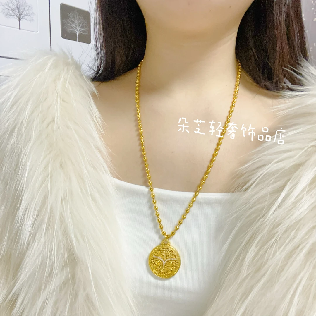 合金项链 合金项链【点钻圆吞金兽饕搭配珠珠链】