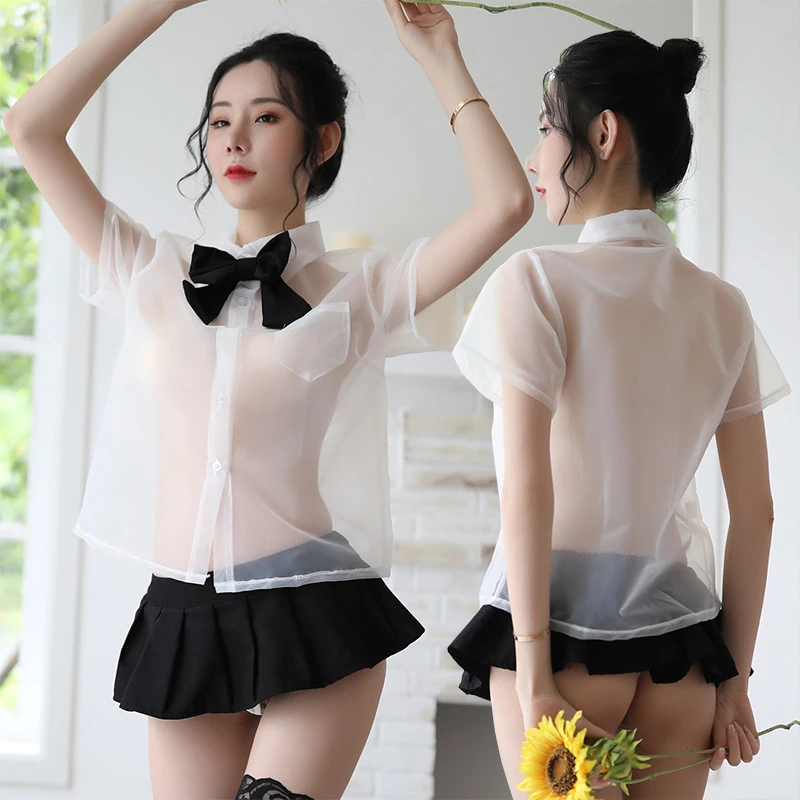 夜三点性感情趣内衣学生装内衣制服水手服透明套装诱惑女可爱学院