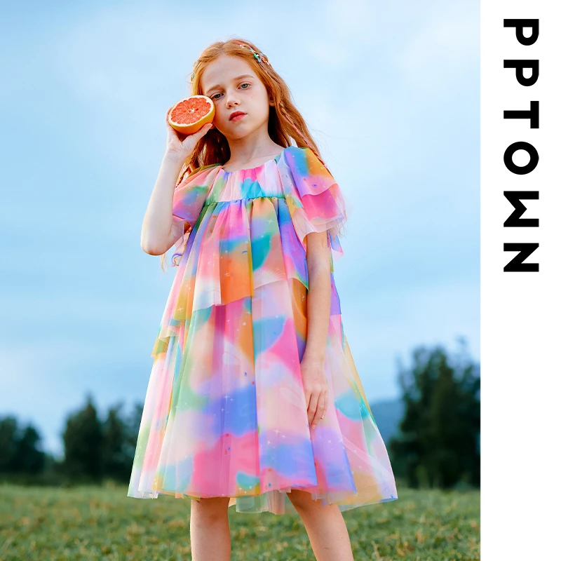 2025独特漂亮裙子女童网纱恋夏风连衣裙大童裙子童装公主裙11671