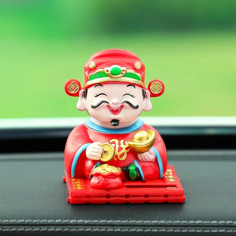 11太阳能摇头财神爷摆件汽车饰品创意（不用电池不充电）