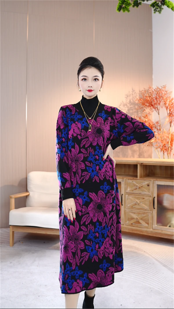 重磅【优雅】秋冬高级感宽松秋冬保暖时尚气质洋气毛衣连衣裙-1221#