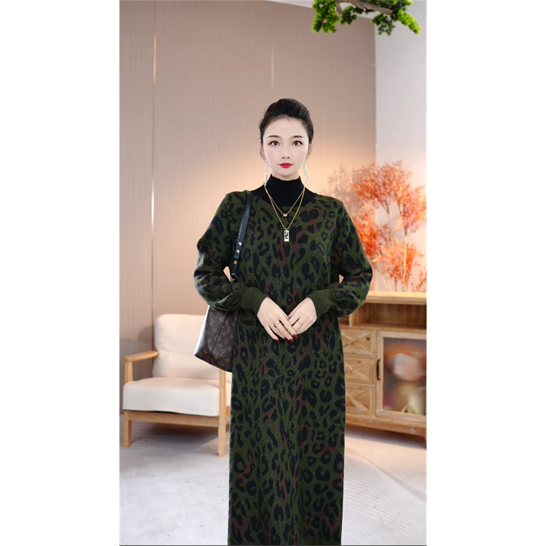 重磅加厚【朦胧】宽松冬季保暖秋冬百搭显瘦气质女毛衣连衣裙1038