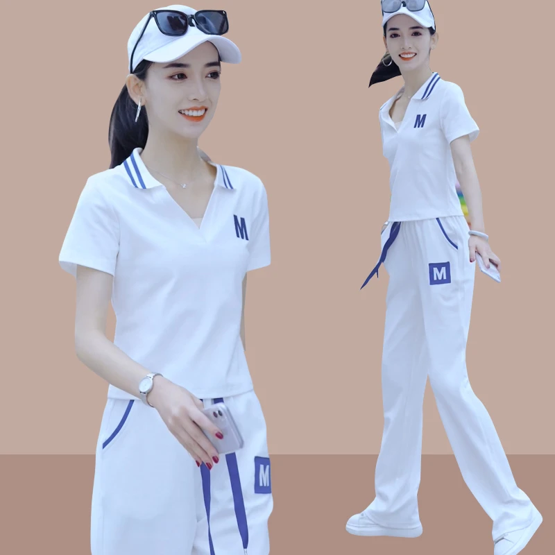 网红运动套装女2025新款爆款流行女装高级感时尚洋气短袖长裤套装