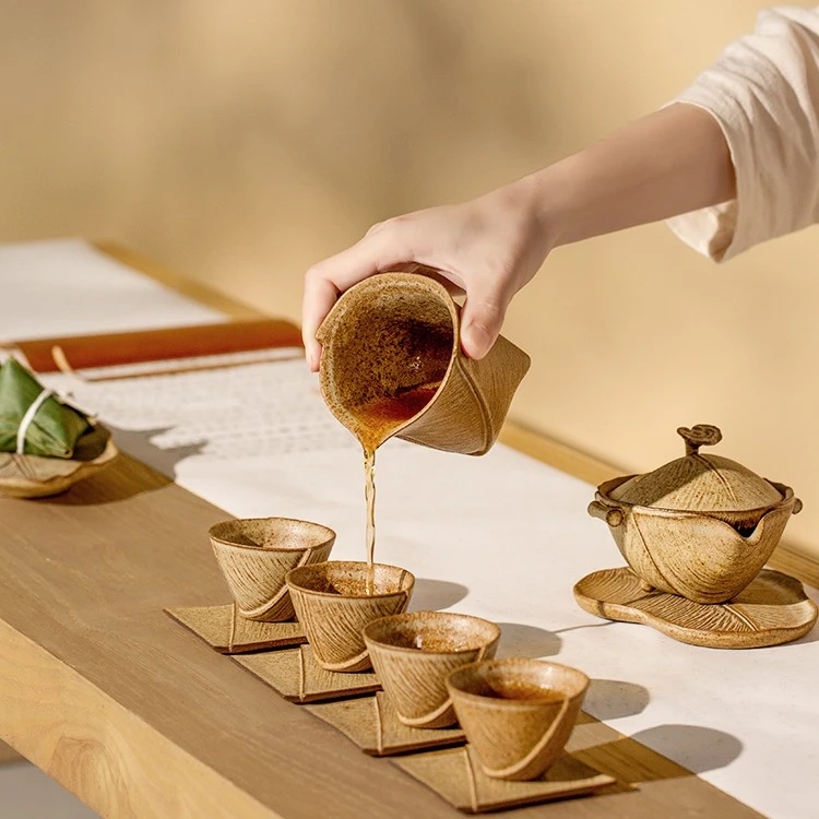万仟堂茶具套装2023新款功夫茶具家用轻奢高档礼盒送礼雨打芭蕉