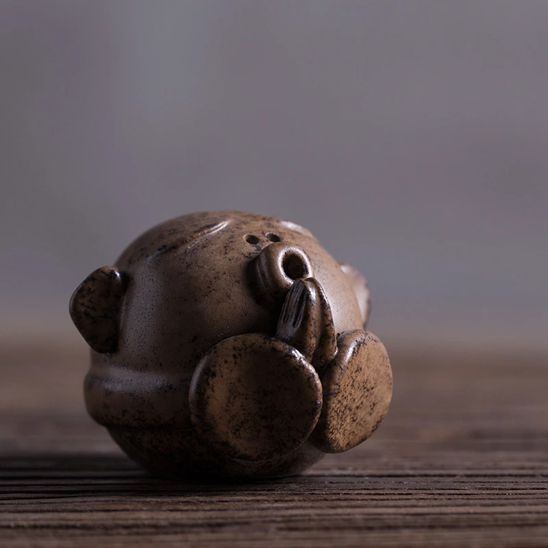 万仟堂茶宠摆件茶桌陶瓷茶艺小精品茶桌创意摆件桌面可养沙弥